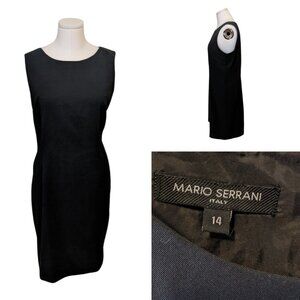 Vintage 90s Mario Serrani Black Sleeveless Midi Dress Classic Party Office Sz 14
